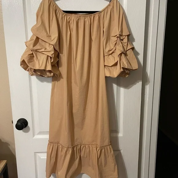 zara off shoulder poplin dress Zara | Dresses | Zara Woman Nude Blush Poplin Sleeve Off Shoulder Dress  Size Medium